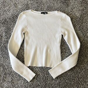 Kendall & Kylie Cream Ribbed Top